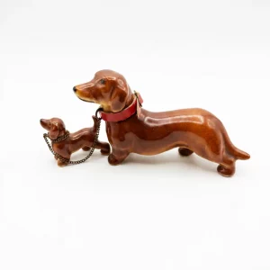 Duo de teckels en porcelaine